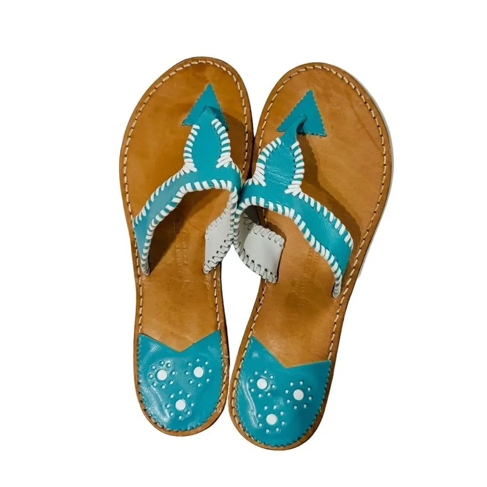 STEPHEN BONANNO PALM BEACH Emerald Blue Leather Hand Made Sandal Women's Size 12